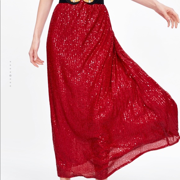 ZARA RED SPARKLY DRESS - Picture 5 of 6